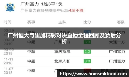 广州恒大与里加精彩对决直播全程回顾及赛后分析